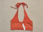 Oiselle Orange White Geometric Print Halter Bikini Top Swimsuit Women s Size 4