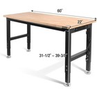 Workpro 60  Workbench Adjustable Height Work Table 2000lbs Load Rubber Wood Top