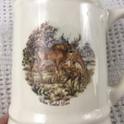 Ceramic Stein Deer Vintage White Tailed Deer Mug 5in Tall Pointy Retro Handle