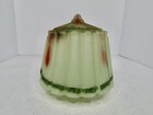 Htf Vintage Satin Uranium Glass 5 5    Art Deco Light Shade W red   Dark Green