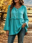 Women s Solid-color Casual V-neck Tassel Shirt
