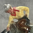 Vintage 1950s Ceramic Cowboy Bucking Bronco Figurine Rodeo Statue Roy Rogers Mcm