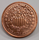 2011 One Avdp Ounce  999 Copper Round W buffalo Nickel Reverse Design