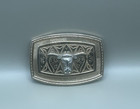 Vintage Western Longhorn Belt Buckle Silver Bull Steer Cowboy Rodeo