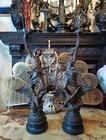 A Pair Of Antique French Bronzed Spelter Figures Sculptures  Day  Night 25  Tall