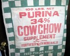 Vintage Purina Cow Chow Cloth Feed Sack Bag 20  Wide X 37  Long