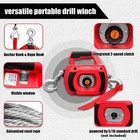 Senkeyfe Drill Powered Portable Winch 1000lbs  With 40ft Red 