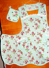 Handmade Bib Apron  - Plus Sz  -  Wildflowers    Dots    Lace  - Vintage - Retro