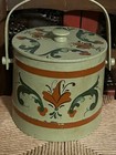 Christmas Green Hand Painted Vintage Grubby Primitive Wood Firkin Sugar Bucket