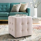 Modway Contour Tufted Button Cube Performance Velvet Ottoman Pink