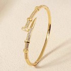 14k Yellow Gold Plated Trendy Bangle Bracelet Aaa Quality Cubic Zurconia Accents