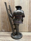 Firefighter On Ladder Cold Cast Resin Figurine 9  X 5 