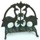 Antique Design 7  Bronze Heavy Hanukkah Menorah Bird Candle Oil Lamp Judaica Art