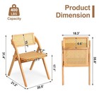   Wooden Rattan Folding Chairs 2 Pack  Portable Folding Chairs For Indoor