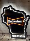 Budweiser Beer Wisconsin Led Lighted Sign Shaped State Sign Awesome 