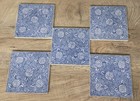 Set 5 Antique Minton China Works Tiles 6  Victorian Blue White Floral Transfer
