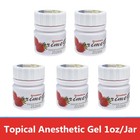 5 Bottles Dental Topical Pain Free Gel 20  Benzocaine Strawberry Flavor 1oz Jar