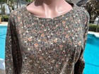 Ann Taylor Loft Green Floral Long Sleeve Top T Shirt Womens M Medium