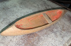 Vtg Antique Hand Carved Wood Dugout Toy Canoe   Pond Boat 11 5 In