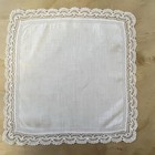 Vtg White Wedding Hankie Linen Crochet Lace Trim 13x13 