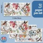 Infunly 3 Sheet Vintage Flower Rub On Transfers For Crafts 6x12 Bird Furnitur
