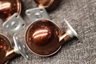 Vintage Mid-century Modern Shepherd Copper  Brass Ball Casters Wheels Set Of 4