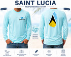 Saint St Lucia Flag Map Fishing Boat Long Sleeve Upf 50 T-shirt Uv Protection