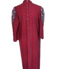 Ramona Rull Dress Vintage Maxi Red Blue Pattern Pockets Belt Puff Sleeves Cotton