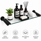 16  Bathroom Glass Shelf Wall Mounted Floating Shower Organizer Rack