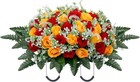 Elegant Outdoor Cemetery Flower Saddle - Red   Yellow Faux Silk Roses For Graves