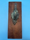 Antique Door Knocker Wooden Back   Cast Iron Knocker Conversational Unique