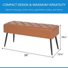 38  Wide Upholstered Entryway Bench  Tufted Ottoman Bench  Small Bench  Brown