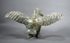 Vintage Inuit Soapstone Carving Sculpture Bird 14 1 2  Wing Span - Signed