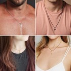 Stainless Steel Black Cross Necklace  18 Inch  Unisex 18   Free Shippin