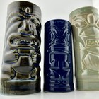 Chiki Tiki Ceramic Tiki Mug Lot 3 Brown Blue Green Tongue Out Bar 2000s Vintage