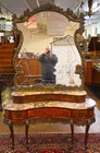 French Louis Xv Style Inlaid Walnut Marble Top Etched Mirror Vanity Circa 1920 s