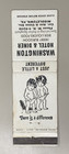 Middletown Pennsylvania Pa Washington Hotel And Diner Matchbook