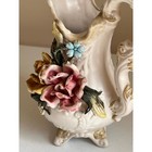 Vintage Capodimonte Porcelain Floral Pitcher Vase Roses Rococo Granny Italy
