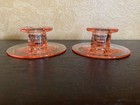 Pink Depression Glass 1 1 2   h X 3 5 8    Diameter Pair Of Candle Holders   perfect 