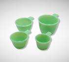 Green Jadeite Glass Depression Style Nesting Measuring Cups  Vintage  Bowl  Dish