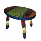 Vintage Wood Wooden Stepping Stool Hand-painted Signed Freeman    sit A Spell     