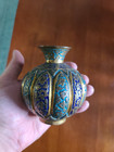 Antique 19th Cent Indian islamic mughal Engraved Gilt Copper Kashmir Lota vase