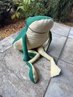 Vintage 70s Corduroy Handmade Frog Green Yellow 18    Long Stuffed Animal Toy