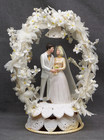 1950 s Wilton Wedding Cake Topper Floral Arch   Bell Blonde Bride 1801-1145