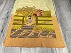 Vintage 1970s Mid-century Americana Folk Art Woven Cloth Textile Art Tapestry