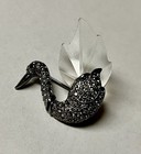 Vintage Rhinestone And Crystal Swan Brooch Fast Shipping