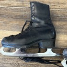 Vintage Riedell 102 Black Leather Ice Figure Skates Sheffield Blade Size 8