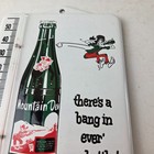 Vintage Mountain Dew Porcelain Sign - Soda Gas Pump Ad Thermometer Sign