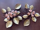Vtg Floral Brass Copper Wall Decor Metal Art Dogwood Flowers   Hummingbirds Mcm