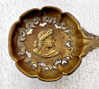 Antique The Apollo Chocolates Brass Sample Spoon W Cameo   Feathery Design